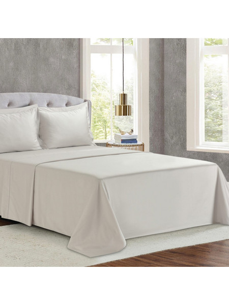 Liolios Home Σετ Σεντόνια Υπέρδιπλα Βαμβακοσατέν 245x270 Monaco Light Beige