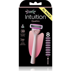 Wilkinson Sword Intuition Quattro Γυναικείο Ξυραφάκι με Ανταλλακτικές Κεφαλές με 4 Λεπίδες & Λιπαντική Ταινία 8τμχ