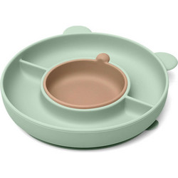 Kiokids Πιάτο Σιλικόνης με Χωρίσματα Και Mint Green