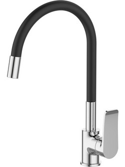Acquanet Flexi 10-44-8001 Μπαταρία Κουζίνας Πάγκου Διπλής Παροχής Ανάμεικτη με Εύκαμπτο Ρουξούνι Μαύρη