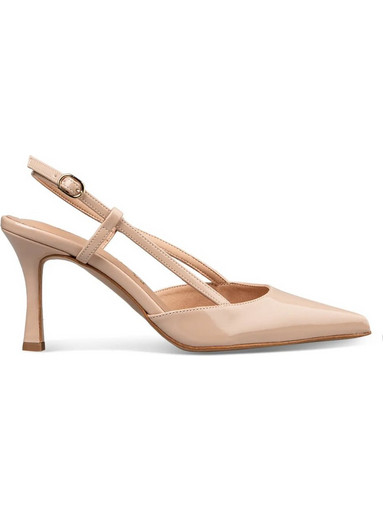 Envie Shoes Γόβες Slingback Λουστρίνι με Λεπτό Ψηλό Τακούνι Nude E02-23643-90