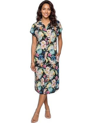Billy's Fashion Midi Καλοκαιρινό Καθημερινό Φόρεμα Floral Σεμιζιέ Μαύρο 26080
