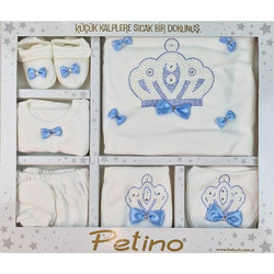 Petino Σετ Ρούχων για Νεογέννητο Αγόρι Crown Λευκά Γαλάζια 10τμχ