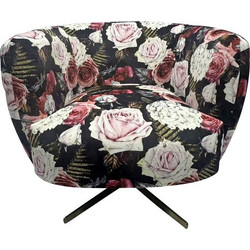 Kare Design Πολυθρόνα Περιστρεφόμενη Πολύχρωμη Peony Roses