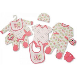 Nursery Time Σετ Ρούχων για Νεογέννητο Κορίτσι Φούξια Λευκά 6τμχ