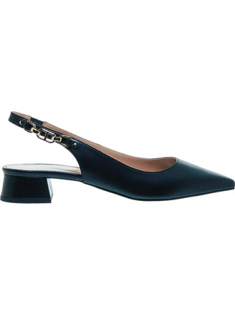Mourtzi Γόβες Slingback Δερμάτινες με Χοντρό Χαμηλό Τακούνι Navy Μπλε 25-28420