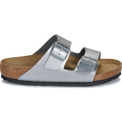Birkenstock Arizona Δερμάτινα Γυναικεία Σανδάλια Ανατομικά Ασημί 1012282
