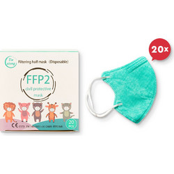 Tiexiong FFP2 Filtering Half Mask Παιδική Τιρκουάζ 20τμχ