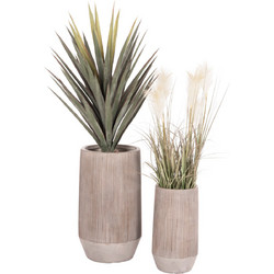 HomeMarkt Gardener Σετ Γλάστρες Στρογγυλές Fiberclay Γκρι 36x63.5cm 2τμχ 0521294