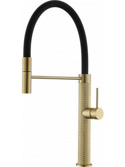 Inter Ceramic 7789809GOLD Μπαταρία Κουζίνας Πάγκου Διπλής Παροχής Ανάμεικτη με Εύκαμπτο Ρουξούνι Χρυσή