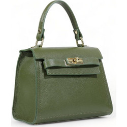 Passaggio Leather Γυναικεία Τσάντα Χειρός Δερμάτινη Κυπαρισσί 5726-KR-03