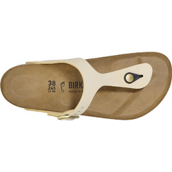 Birkenstock Gizeh Δερμάτινες Γυναικείες Σαγιονάρες Ανατομικές Αντιολισθητικές Εκρού 10265580
