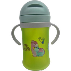 Alpin Dino Παιδικό Παγούρι Πλαστικό BPA Free με Καλαμάκι Πράσινο 450ml