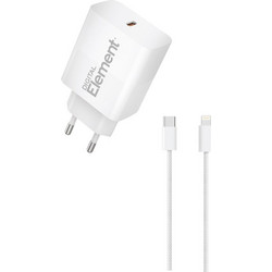 Element CH-250PD Φορτιστής με Καλώδιο Lightning με Θύρα USB-C 30W Power Delivery