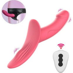 Guilty Toys Harness Strap On με Διπλό Dildo 24.5cm & Δόνηση Ροζ