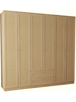 Hanah Home Εξάφυλλη Ντουλάπα Ρούχων Baru Μπεζ 206x52x210cm 260ETH1314