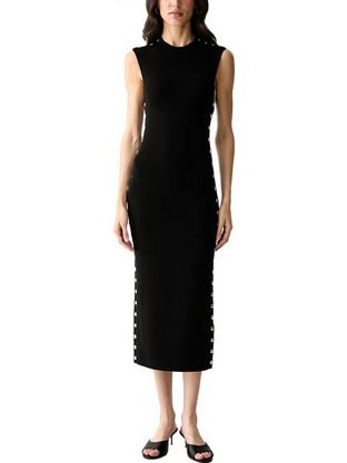 Karl Lagerfeld Midi Καλοκαιρινό Βραδινό Φόρεμα Ριπ Μαύρο B3W13041-999