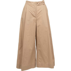 TWINSET Ψηλόμεση Υφασμάτινη Γυναικεία Παντελόνα Loose Εφαρμογή Μπεζ 261TT2010-12145