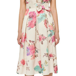 Forel Μίντι Φούστα Υφασμάτινη Ψηλόμεση Πλισέ Floral Εκρού Πολύχρωμη 082.00.01.003