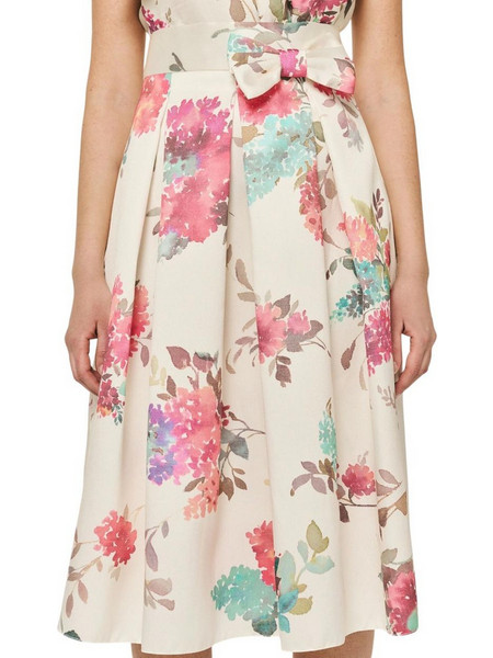 Forel Μίντι Φούστα Υφασμάτινη Ψηλόμεση Πλισέ Floral Εκρού Πολύχρωμη 082.00.01.003