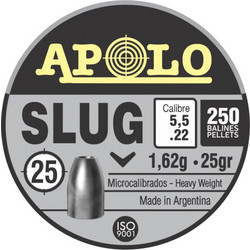 Apolo Βολίδες Slugs Αεροβόλου 5.5mm 1.62g / 25gr 250τμχ
