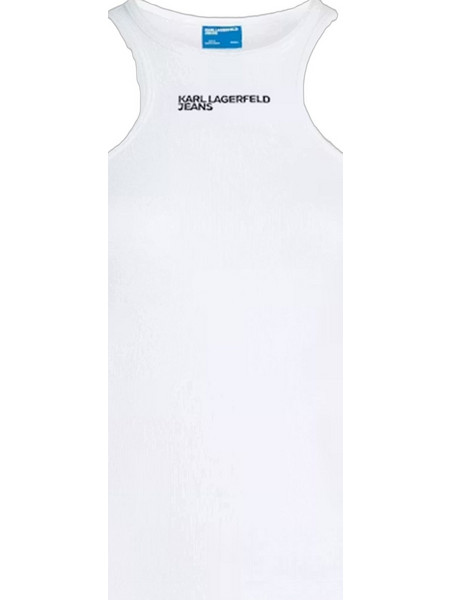 Karl Lagerfeld Γυναικείο Καλοκαιρινό Top Ριπ Λευκό B2W17085-100