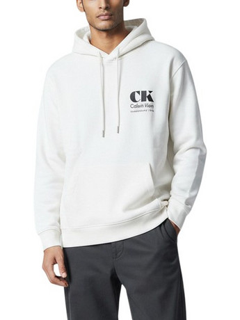 Calvin Klein Ανδρικό Φούτερ με Κουκούλα & Τσέπες Λευκό LV04RG273G-YAS