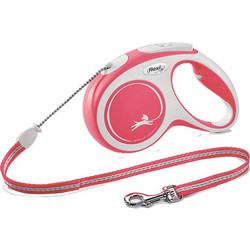 Flexi Comfort Πτυσσόμενο Λουρί Σκύλου έως 20kg 5m Λευκό Κόκκινο