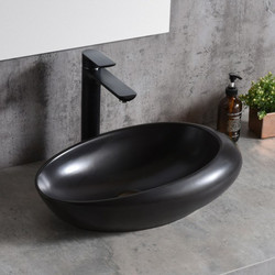 Inter Ceramic Επικαθήμενος Νιπτήρας Μπάνιου Οβάλ Πορσελάνης 49x31x13.5cm Μαύρος ICB493B