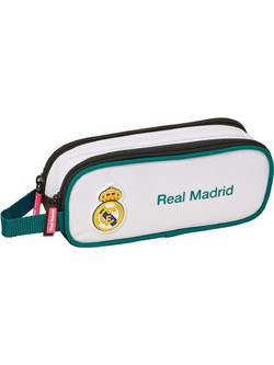 Safta Real Madrid Κασετίνα Βαρελάκι με 2 Θήκες Λευκή 812654513