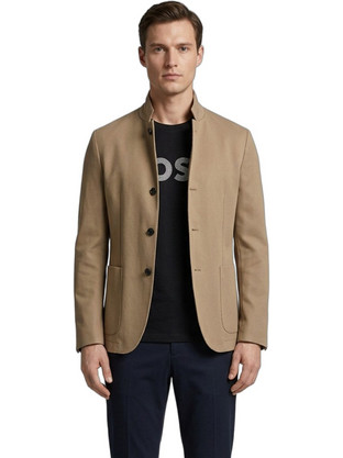 Hugo Boss Καλοκαιρινό Ανδρικό Σακάκι Υφασμάτινο με Κανονική Εφαρμογή Καφέ 50567553-260