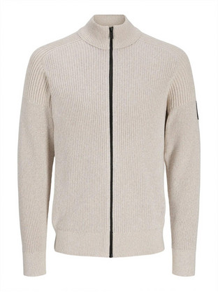 Jack & Jones Ανδρική Ζακέτα Πλεκτή με Φερμουάρ Μπεζ 12298551