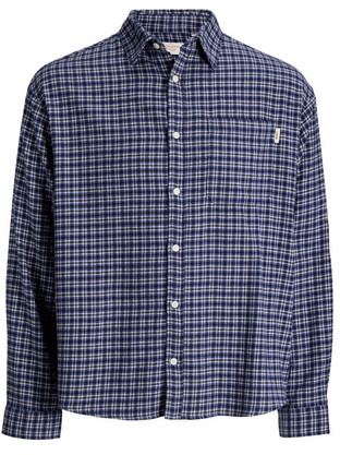 Jack & Jones Ανδρικό Πουκάμισο Βαμβακερό Καρό Μακρυμάνικο Κανονική Γραμμή Overshirt Navy Μπλε 12301088