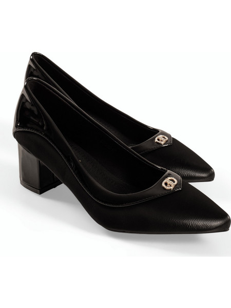 Zak Shoes Γόβες με Χοντρό Χαμηλό Τακούνι Μαύρες SD38013