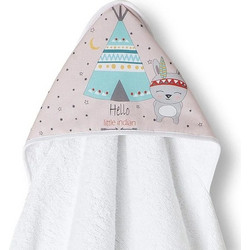 Interbaby Tipi Oso Βρεφικό Μπουρνούζι Κάπα Λευκό Γκρι 100x100cm