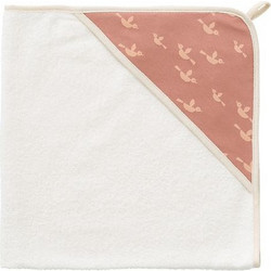 Fresk Birds Βρεφικό Μπουρνούζι Κάπα Λευκό Ροζ 75x75cm