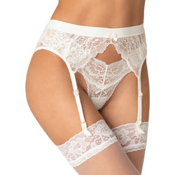 Milena By Paris Ζαρτιέρες με Δαντέλα See Through Λευκές 5353