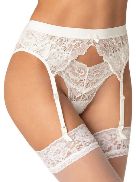 Milena By Paris Ζαρτιέρες με Δαντέλα See Through Λευκές 5353