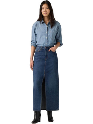 Levi's Μακριά Φούστα Τζιν Ψηλόμεση Navy Μπλε A7512-0016