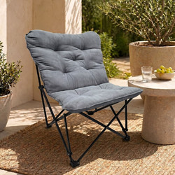 Spitishop Butterfly Πολυθρόνα Κήπου Πτυσσόμενη Μεταλλική AC5775BBUTTERFLYGREY