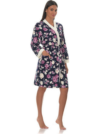 PNN Nightwear Miley Ρόμπα Εγκυμοσύνης Χειμωνιάτικη Μαύρη Φούξια 1252-1081