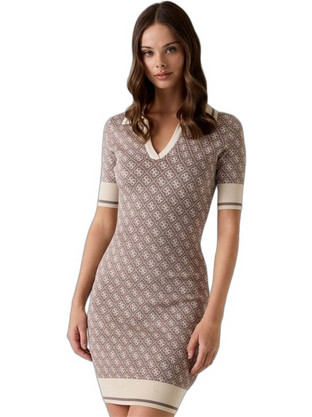 Guess Lise Mini Καλοκαιρινό Καθημερινό Φόρεμα Μεταξωτό Καφέ W6YK32Z0963-FMGB
