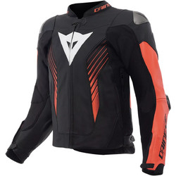 Dainese Super Speed 5 Leather Black Red Fluo White
