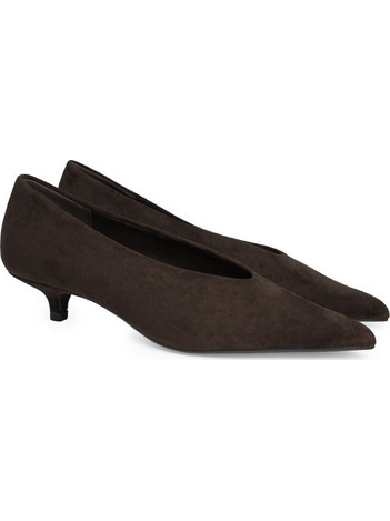 Corina Γόβες Suede με Λεπτό Χαμηλό Τακούνι Σοκολατί M6695