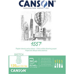 Canson 1557 Μπλοκ Σχεδίου A3 120gr/m² 50 Φύλλα