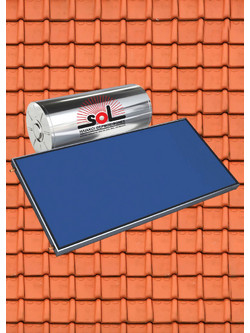 SOL-Violaris Ηλιακός Θερμοσίφωνας 160lt 2m² Glass Διπλής Ενέργειας Χαμηλού Ύψους Κεραμοσκεπής Οριζόντιος