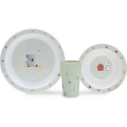 Interbaby Βρεφικό Σετ Φαγητού Granja Koala Λευκό Πράσινο Mint 3τμχ