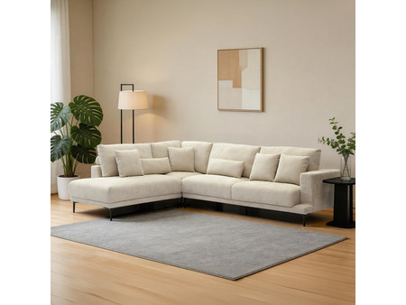 Pakoworld Maliva Γωνιακός Καναπές Δεξιά Γωνία Μπεζ 280x210x100cm 074-000100