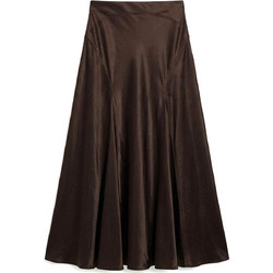 Topshop Μίντι Φούστα Σατέν Ψηλόμεση Σοκολατί 31001621