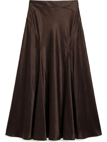 Topshop Μίντι Φούστα Σατέν Ψηλόμεση Σοκολατί 31001621
